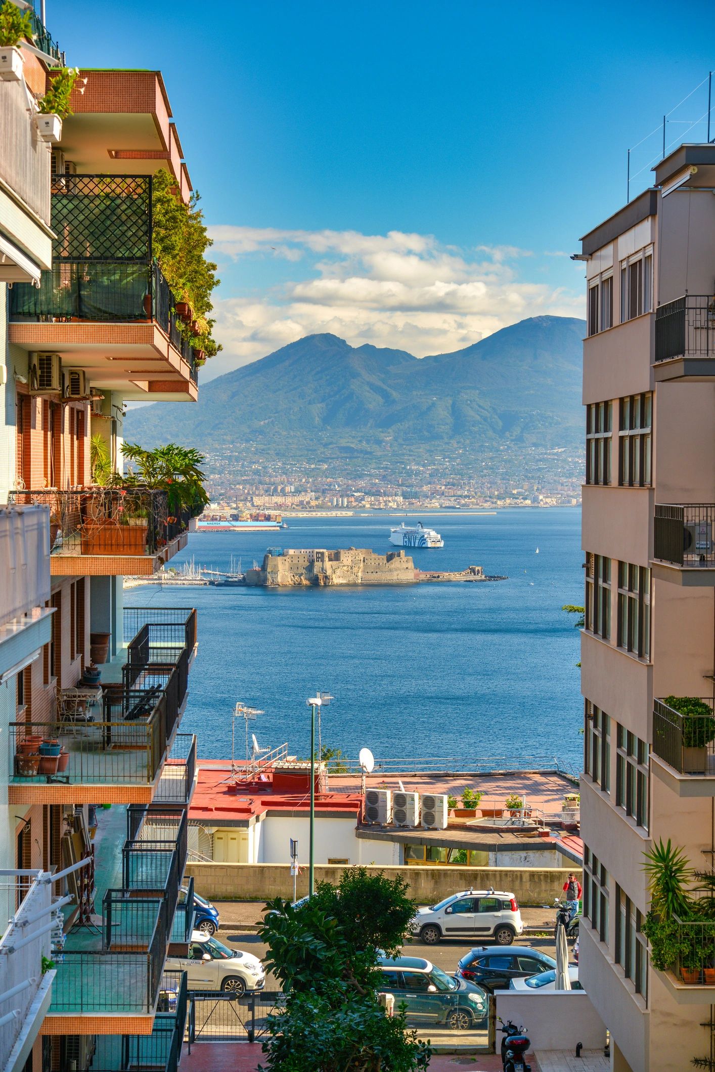 Breathtaking aerial shot of Naples coastline from Posillipo